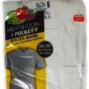 4 Pieces Fruit Of The Loom Golden Blend Pocket T
